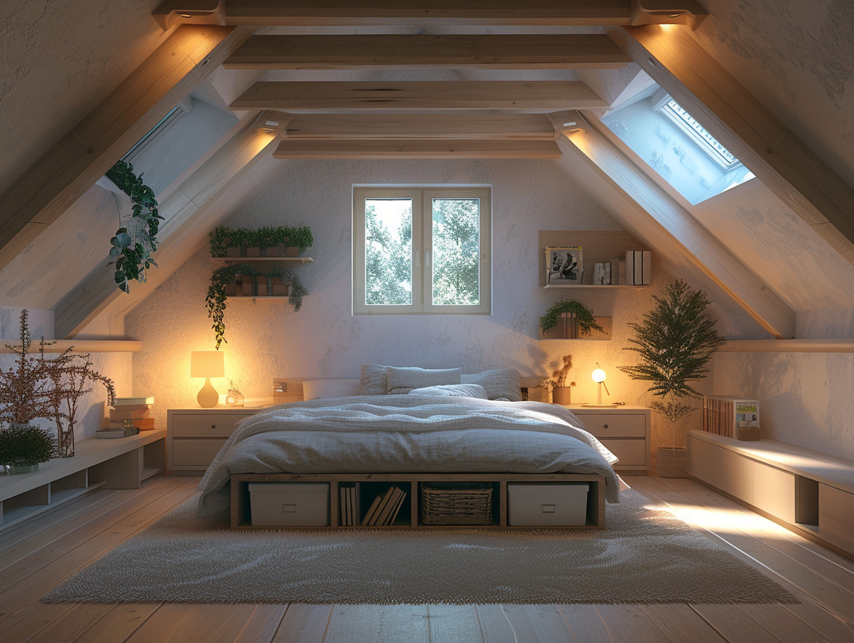 aménagement chambre sous combles : astuces pour espaces bas -  chambre sous combles