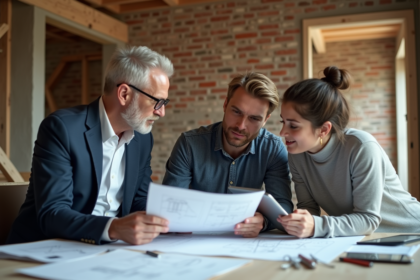 Architecte et couple dans une maison en rénovation
