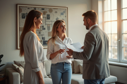 Consultation d'un home stager dans un salon moderne lumineux