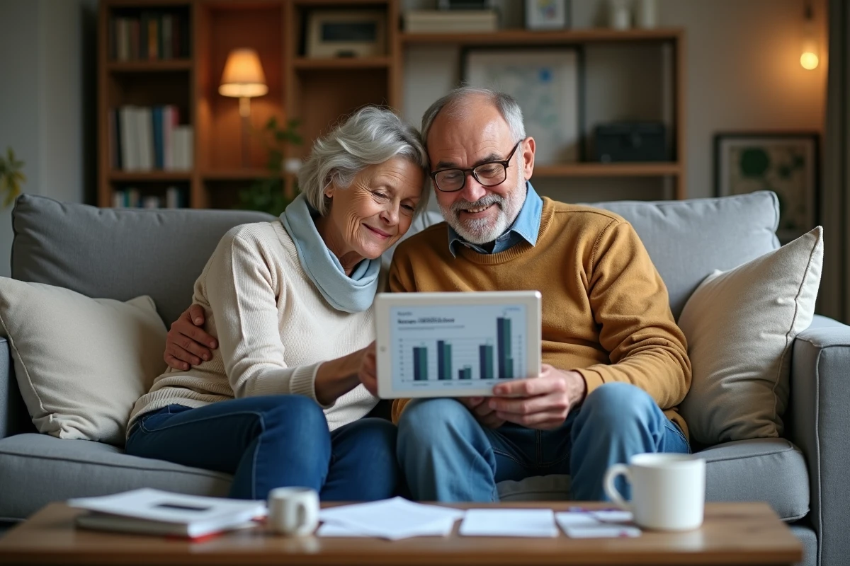 Couple consultant ensemble un calculateur de consommation en euros sur une tablette pour anticiper la hausse des tarifs d'électricité 2026