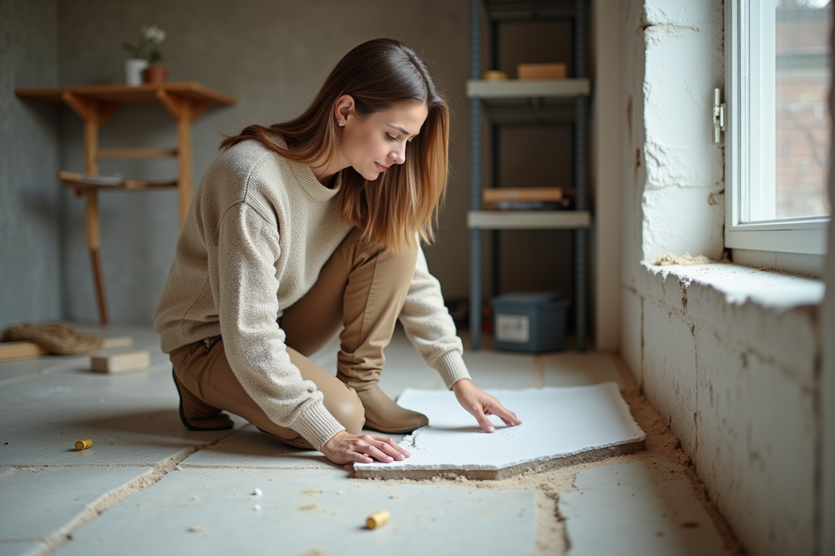 Jeune femme appliquant de l